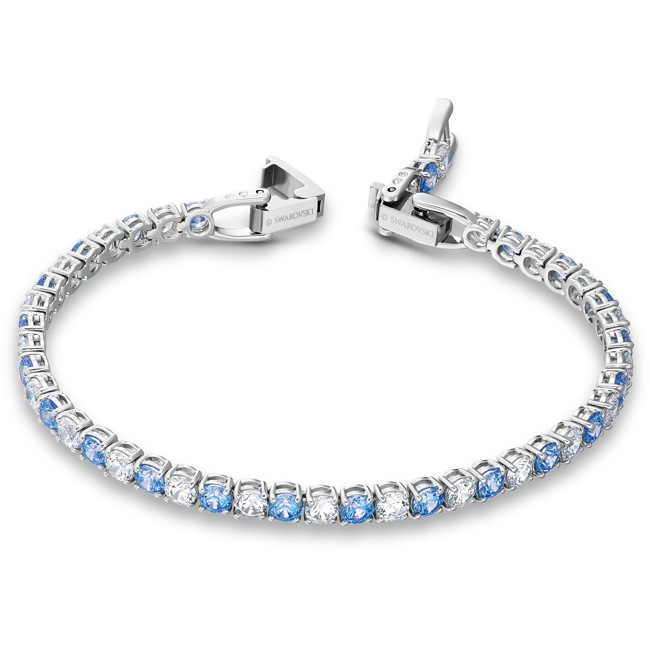 Swarovski Tennis Deluxe Armband, blau, rhodiniert