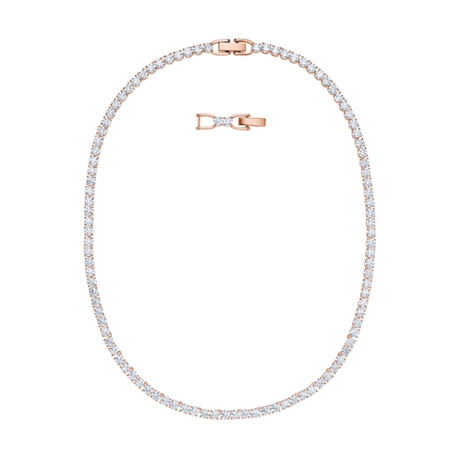 Swarovski Collier Tennis Deluxe, blanc, métal doré rose - 5494607