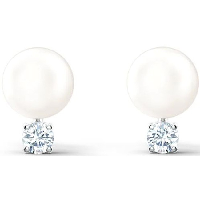 Swarovski Treasure Pearl earring, white, rhodium plated - 5559420