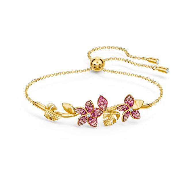 Swarovski Tropical Flower bracelet, pink, gold plated - 5521058