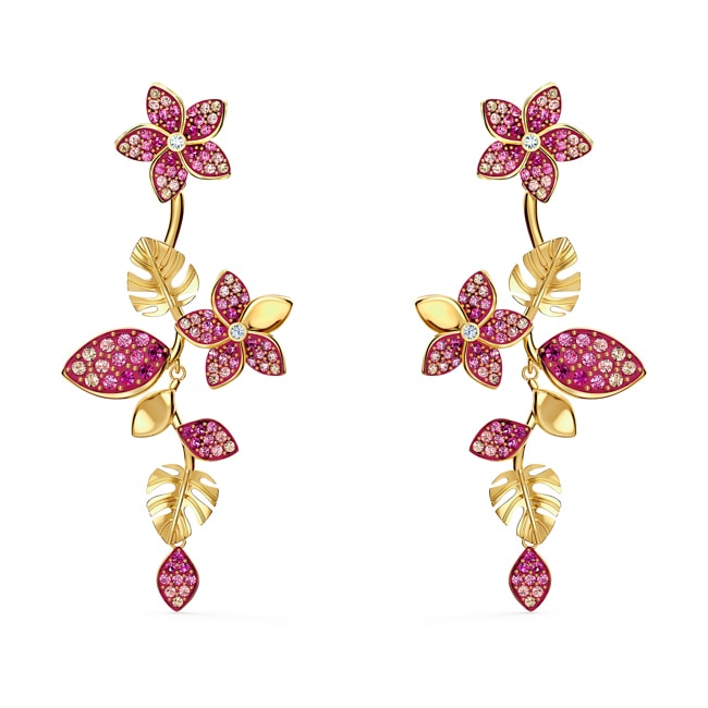 Swarovski Tropical Flower earrings, pink, gold plated - 5520648