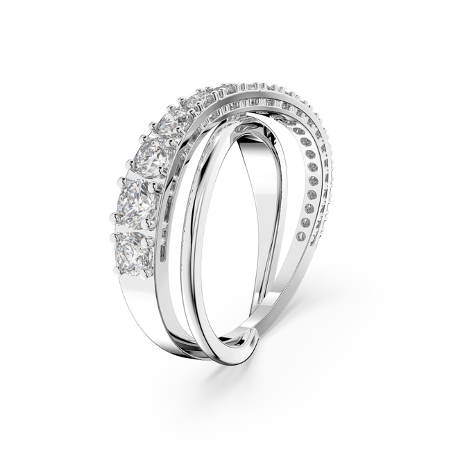 Swarovski Twist Rows ring, white, rhodium plated - M5563911
