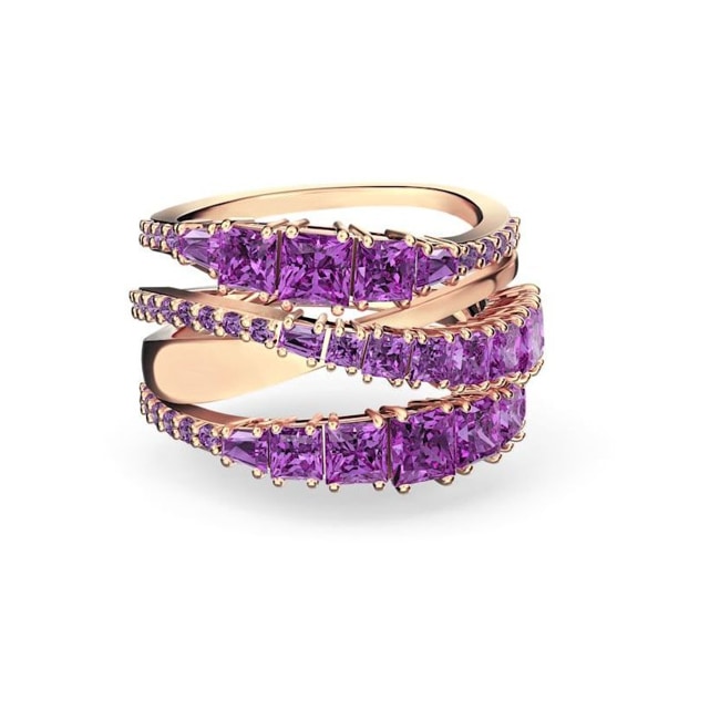 Swarovski Bague Twist Wrap, violet, métal doré rose - M5564872