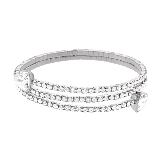Swarovski Twisty Bangle, white, rhodium plated - 5528444