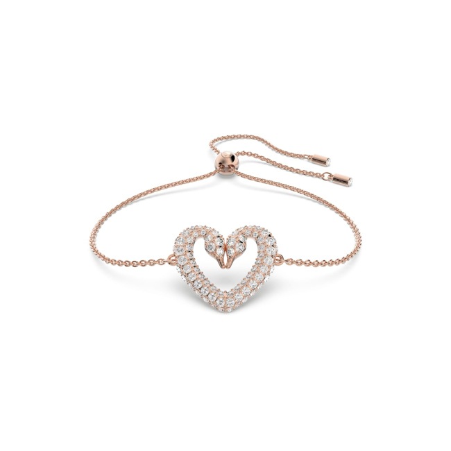 Swarovski Bracelet Una, Cœur, petit, blanc, métal doré rose - 5628658