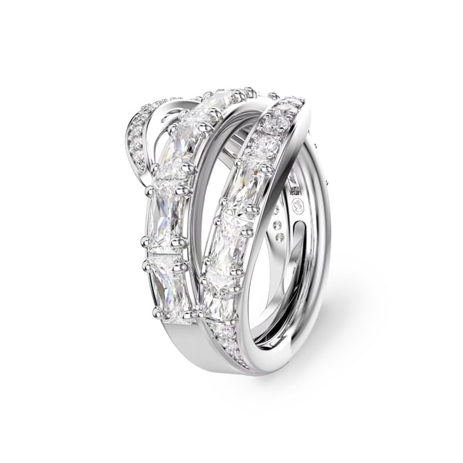 Swarovski Vienna Ring Verschiedene Schliffe Schwan Weiss rhodiniert - M5762204