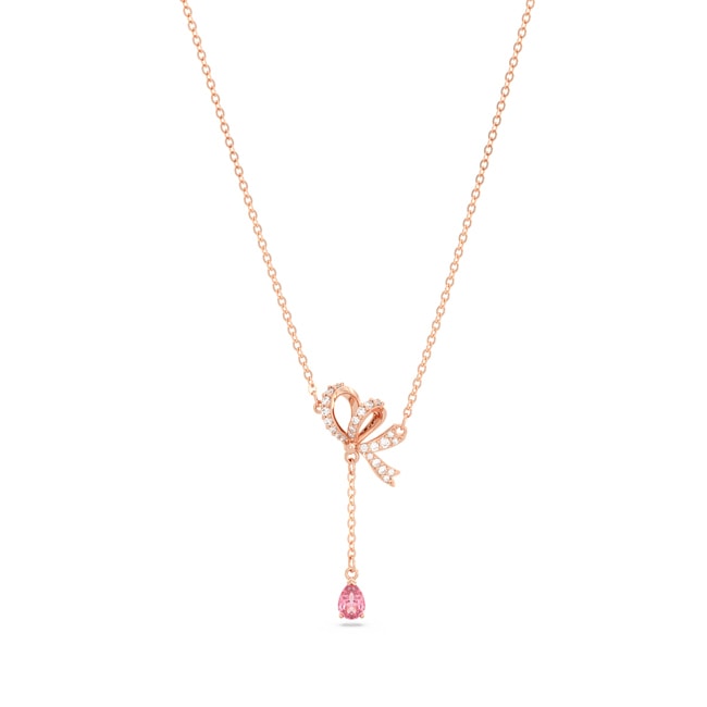 Swarovski Volta Y-necklace Bow, Pink, Rose gold-tone plated - 5647569