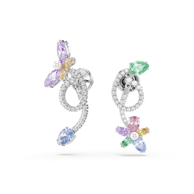 Swarovski x Ariana Grande Drop Earrings Flower and Dragonfly Rhodium plated - 5749190