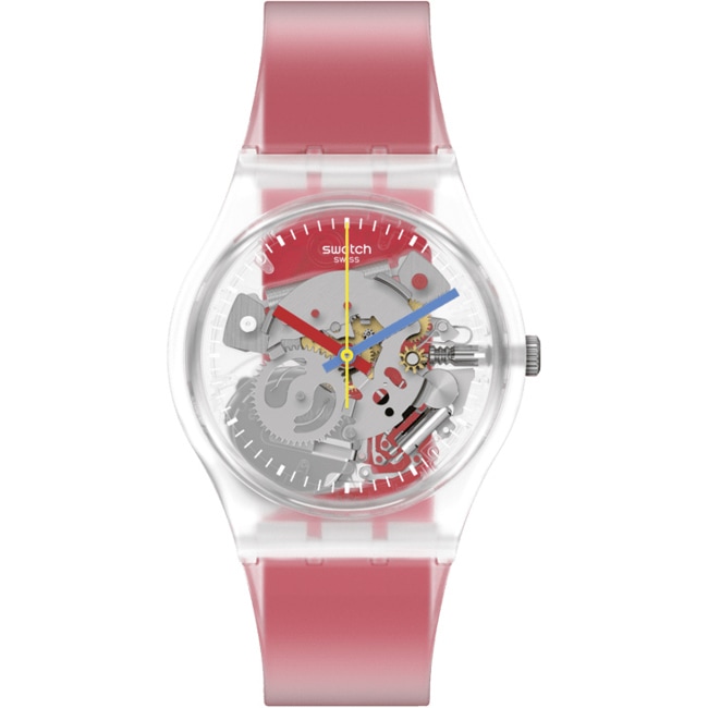 Swatch Original 34 Clearly Red Striped - GE292