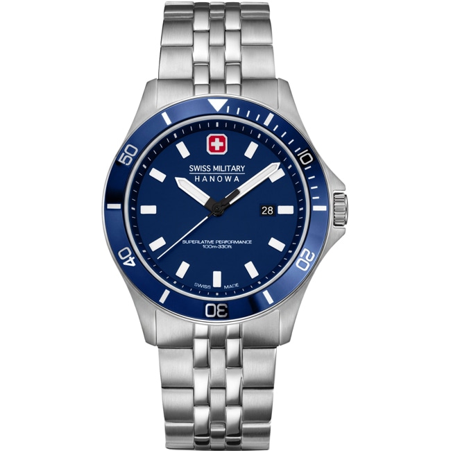 Swiss Military Hanowa Flagship Heritage Argenté / Bleu Foncé - SMWGH0008502