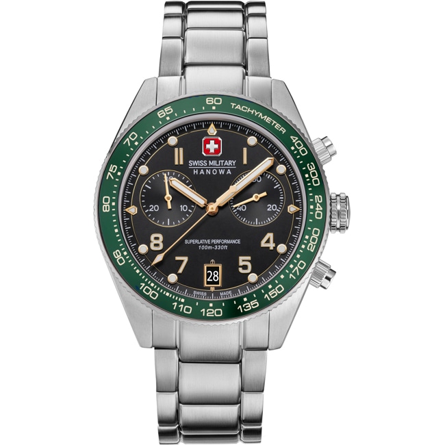 Swiss Military Hanowa Spitfire Chronographe Argenté / Noir & Vert - SMWGI0007703