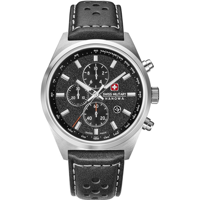 Swiss Military Hanowa Storm Chronograph Leatrher Black / Silvery  - SMWGC0007804