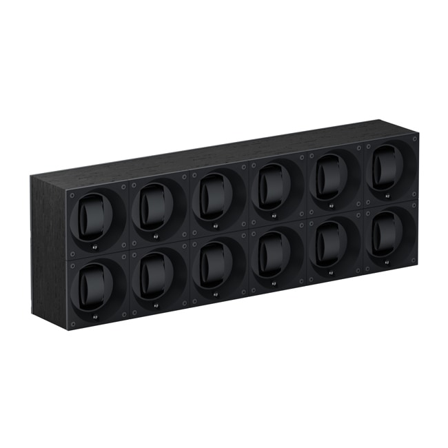 SwissKubik Masterbox Wenge-Holz Schwarz - 12 Uhren - SK12.BWN001