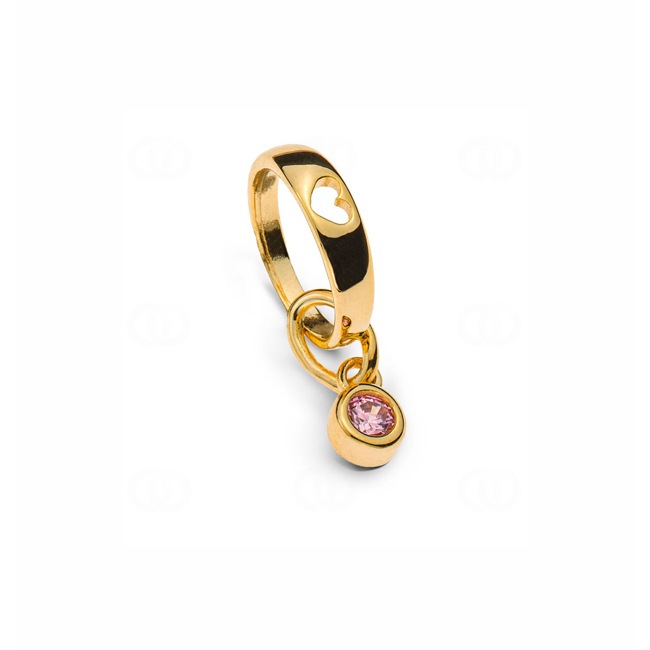 Christening Ring 375/9 K Yellow Gold with pink Cubic Zirconia - AME8036