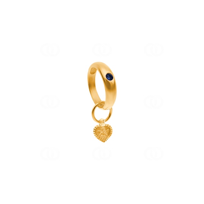 Taufring 750/18 K Gelbgold mit Safir, Herz mit Engel - 1189.02331/0200