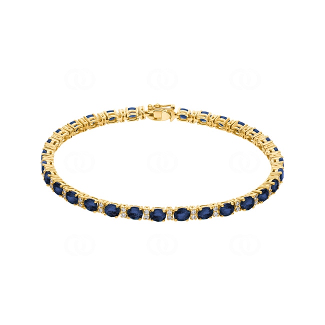 Tennis Bracelet 750/18 K Yellow Gold with Sapphires and Diamonds 0.45 ct H/si - AR-45475-SAF-GG