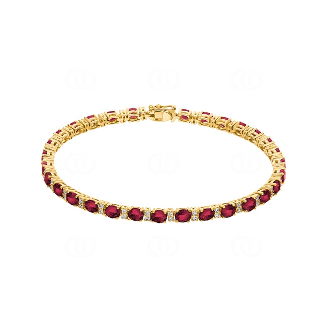 Bracelet rivière or jaune 750/18 ct avec rubis et diamants 0.45 ct H/si - AR-45475-RUB-GG