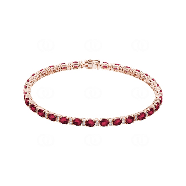 Bracelet rivière or rosé 750/18 ct avec rubis et diamants 0.45 ct H/si - AR-45475-RUB-RG