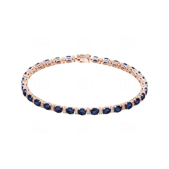 Tennis Bracelet 750/18 K Rose Gold with Sapphires and Diamonds 0.45 ct H/si - AR-45475-SAF-RG