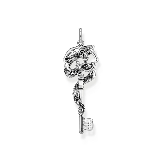 Thomas Sabo Rebel Silver Snake Pendant with Black Stones - PE983-691-11