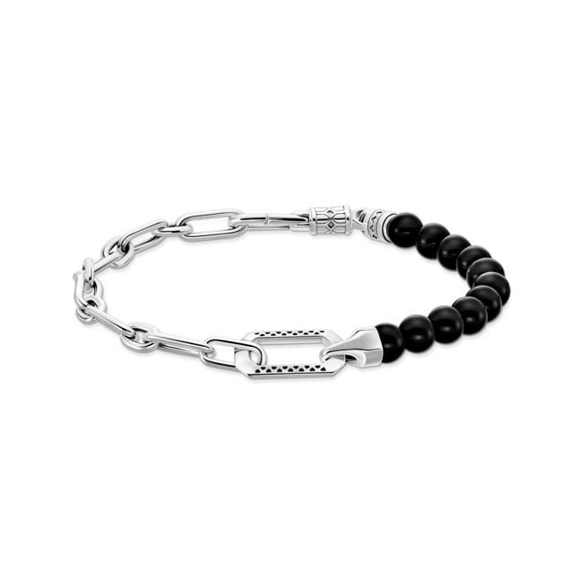 Thomas Sabo Rebel Updates Bracelet avec noires beads de onyx et liens argent - A2088-507-11-L19V
