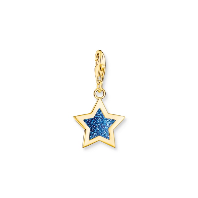 Thomas Sabo As We Enjoy Gold-plated star-shaped charm pendant with dark blue cold enamel - 2056-427-32