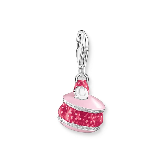 Thomas Sabo As We Kiss silver charm pendant with pink raspberry macron - 2080-007-9