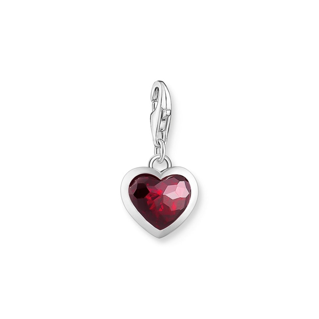 Thomas Sabo As We Love Charm-Anhänger mit rotem Stein im Herzschliff Silber - 2094-699-10
