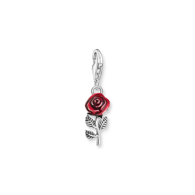 Thomas Sabo As We Kiss Charm-Anhänger rote Rose Silber - 2076-664-10