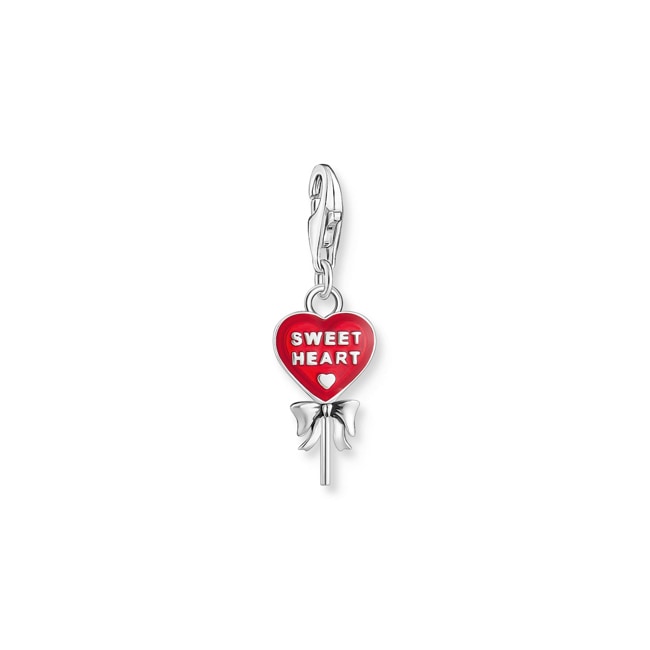 Thomas Sabo As We Kiss Breloque Charm en argent, sucette cœur rouge - 2072-664-10