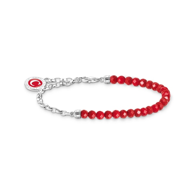 Thomas Sabo As We Kiss Bracelet à Charms, Beads rouges et maillons en argent - A2130-007-10