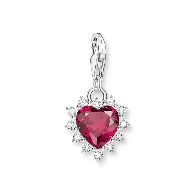 Thomas Sabo As We Love Pendentif Charm cœur avec pierre rouge argent - 2204-013-10