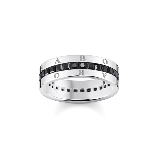 Thomas Sabo Bandring mit schwarzen Steinen Pavé Silber - TR2361-643-11