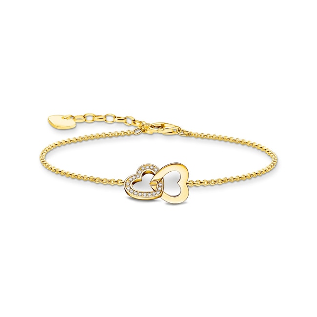 Thomas Sabo Basics Gold-plated bracelet with intertwined hearts pendant - A2163-414-14-L19V