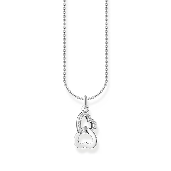 Thomas Sabo Basics Silver necklace with intertwined hearts pendant and zirconia - KE2267-051-14-L45V