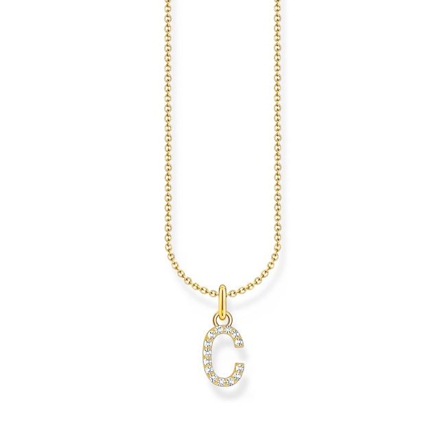 Thomas Sabo Basics Kette mit Buchstaben-Anhänger C vergoldet - KE2242-414-14-L45V