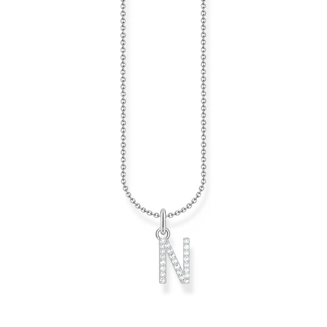 Thomas Sabo Basics Silver necklace with letter pendant N and white zirconia - KE2253-051-14-L45V