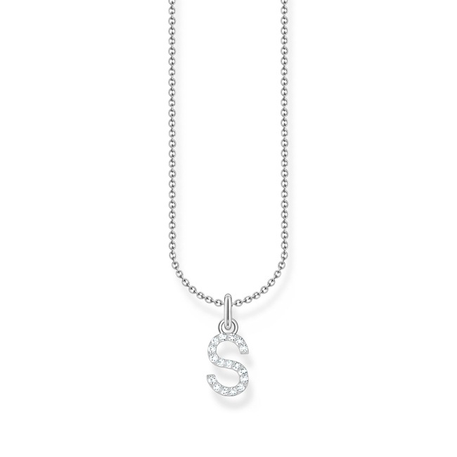 Thomas Sabo Basics Silver necklace with letter pendant S and white zirconia - KE2258-051-14-L45V