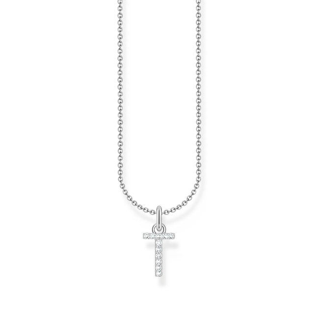 Thomas Sabo Basics Silver necklace with letter pendant T and white zirconia - KE2259-051-14-L45V
