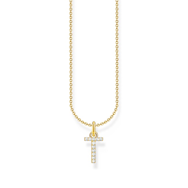 Thomas Sabo Basics Kette mit Buchstaben-Anhänger T vergoldet - KE2259-414-14-L45V