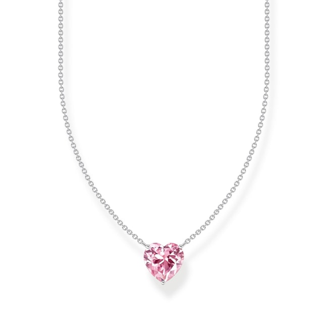 Thomas Sabo Basics Silver necklace with pink heart-shaped pendant - KE2211-051-9-L45V