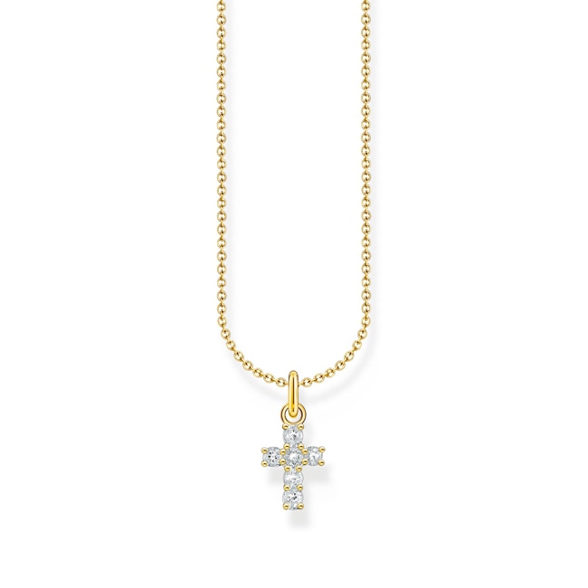 Thomas Sabo Basics Chaîne à breloque croix blanche, dorée - KE2226-414-14-L45V