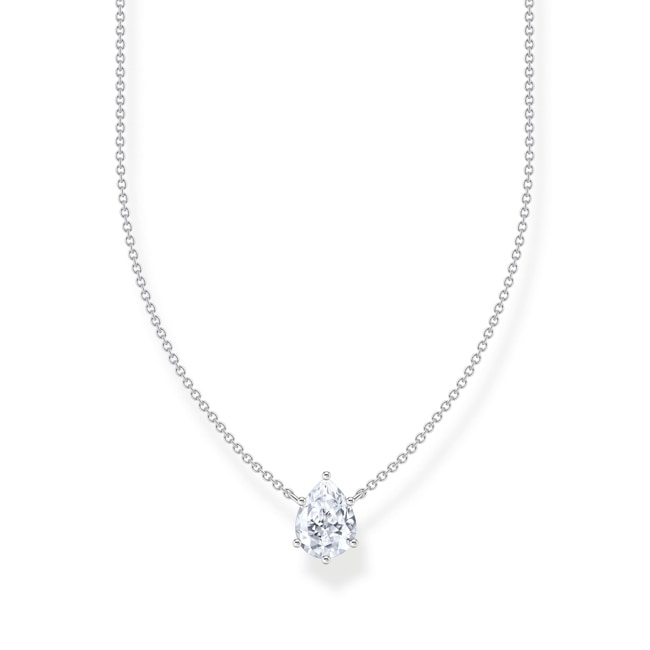 Thomas Sabo Basics Silver necklace with white drop-shaped pendant - KE2213-051-14-L45V