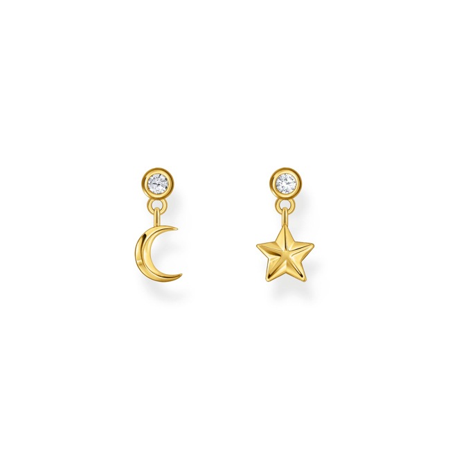 Thomas Sabo Basics Gold-plated ear studs with sun and moon pendants - H2293-414-14