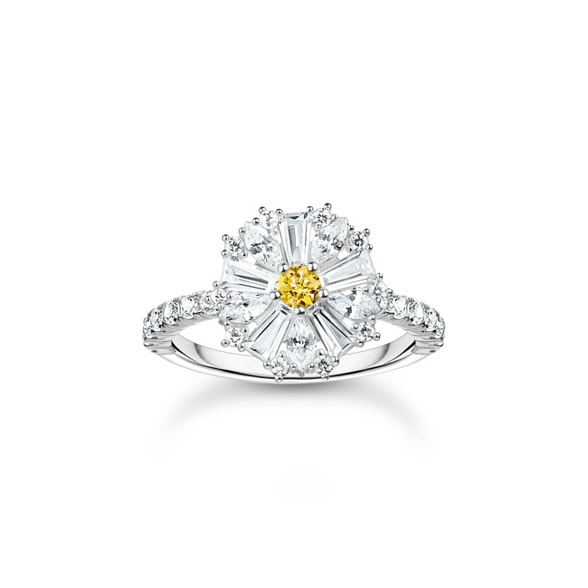 Thomas Sabo Blooming Skies Bague cocktail fleur Lovely Daisy avec pierres argent - TR2493-051-4