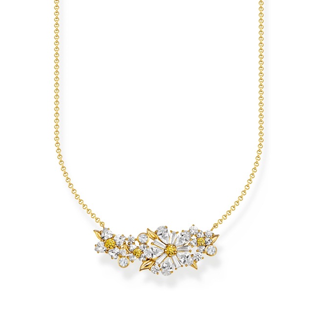 Thomas Sabo Blooming Skies Gold-plated flower necklace Lovely Daisy with stones - KE2085-414-4-L45v