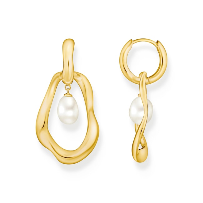 Thomas Sabo Bold Elegance Gold-plated hoop earrings with freshwater pearls Natural Beauty - H2321-430-14