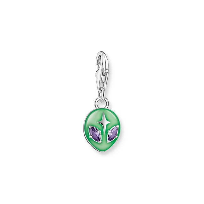 Thomas Sabo Charm pendant Alien with green Cold enamel and stones silver - 2050-041-6