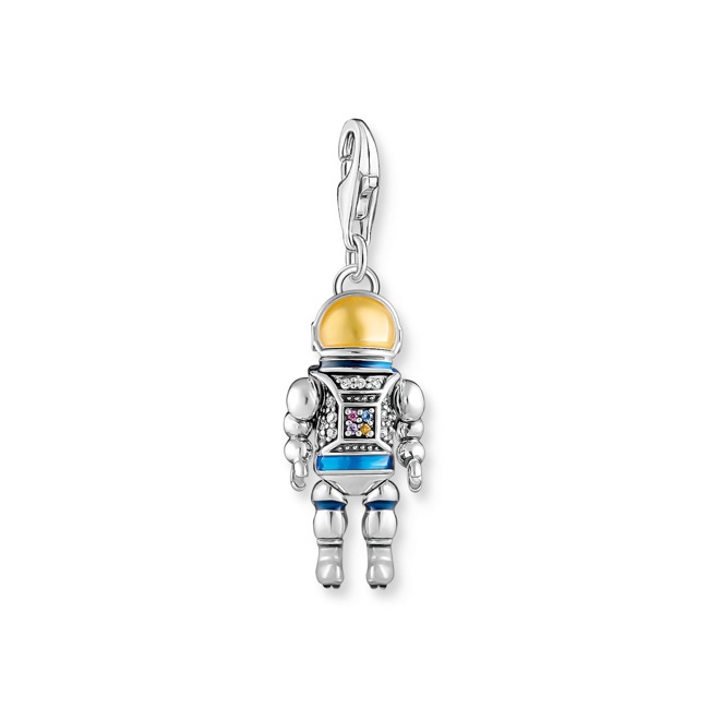 Thomas Sabo Charm-Anhänger Astronaut mit bunten Steinen Silber geschwärzt - 2037-691-7