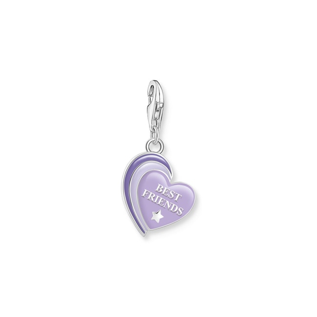 Thomas Sabo Charm pendant best Friends with violet Cold enamel silver blackened - 2046-664-13